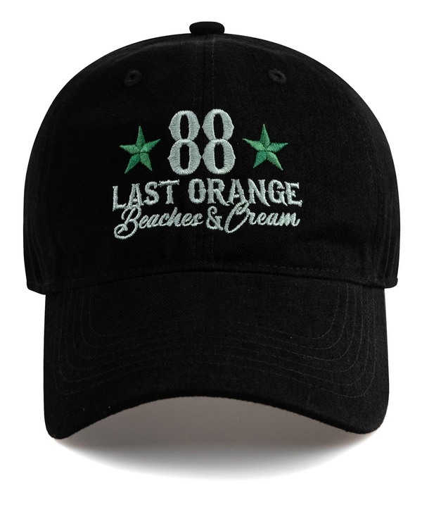 LAST ORANGE COTTON BALL CAP-BLACK