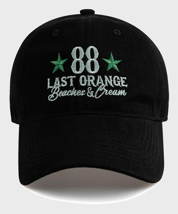 LAST ORANGE COTTON BALL CAP-BLACK