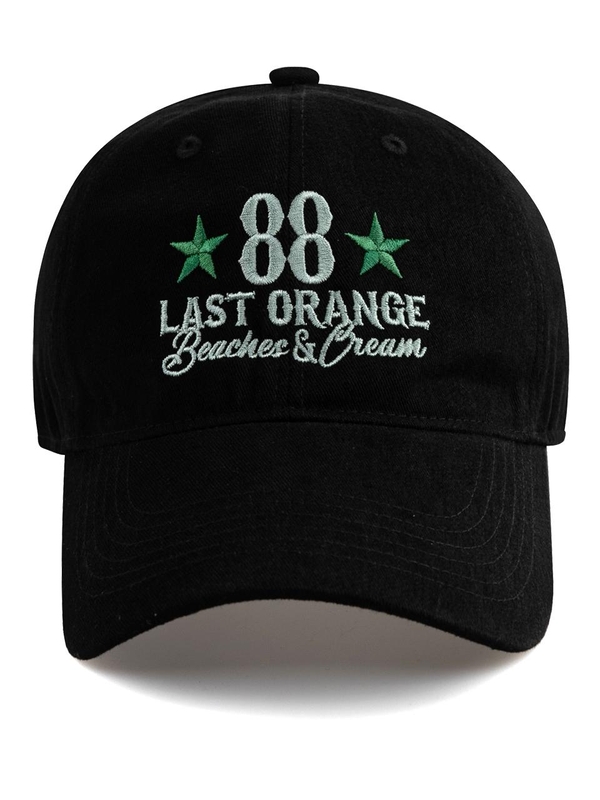 LAST ORANGE COTTON BALL CAP-BLACK