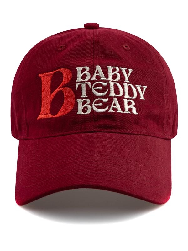 BABY REDDY BEAR COTTON BALL CAP-RED WINE