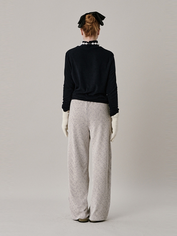 24 Two Tone Velour Pants_Ivory