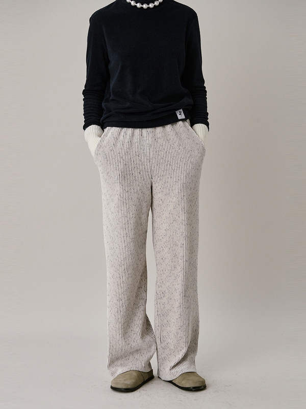 24 Two Tone Velour Pants_Ivory