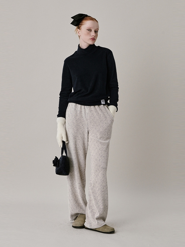 24 Two Tone Velour Pants_Ivory