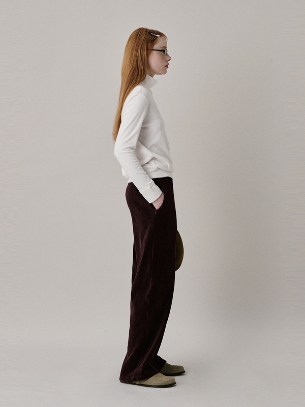 24 Two Tone Velour Pants_Burgundy