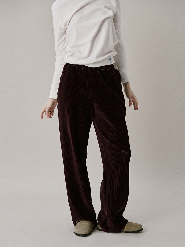 24 Two Tone Velour Pants_Burgundy