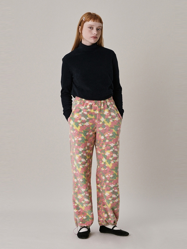 Flower Fleece Jogger Pants_Pink