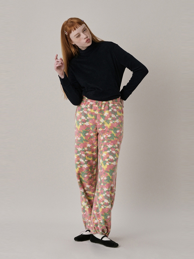 Flower Fleece Jogger Pants_Pink