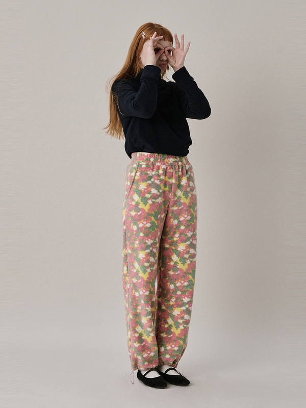 Flower Fleece Jogger Pants_Pink