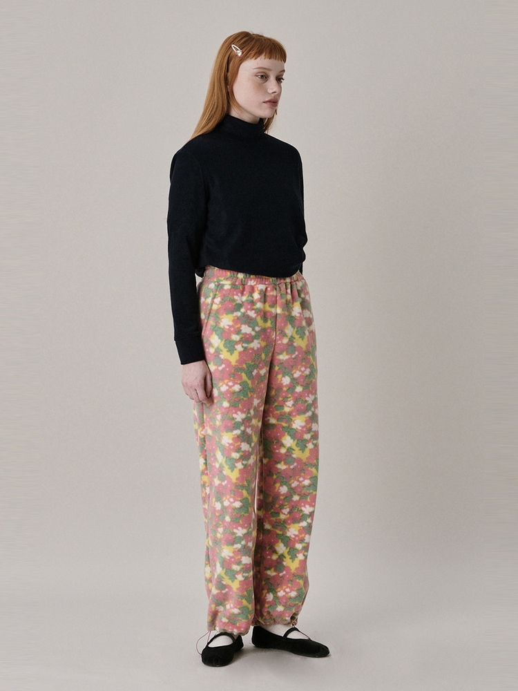 Flower Fleece Jogger Pants_Pink