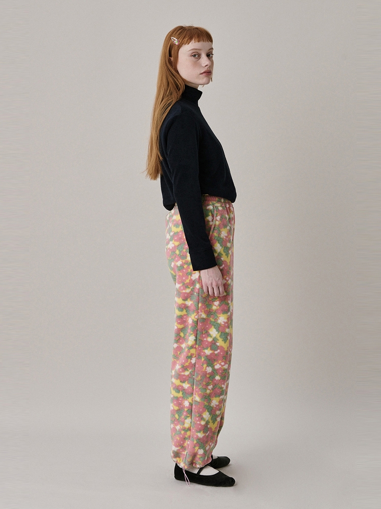 Flower Fleece Jogger Pants_Pink