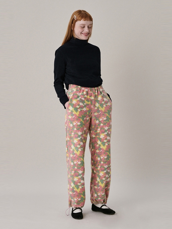 Flower Fleece Jogger Pants_Pink