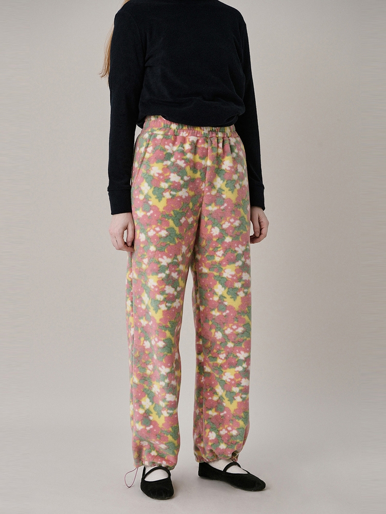 Flower Fleece Jogger Pants_Pink