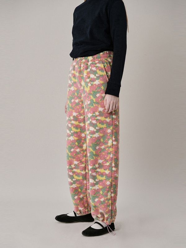 Flower Fleece Jogger Pants_Pink