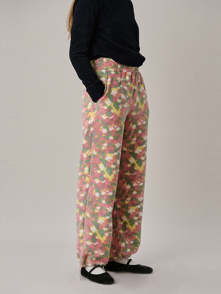 Flower Fleece Jogger Pants_Pink