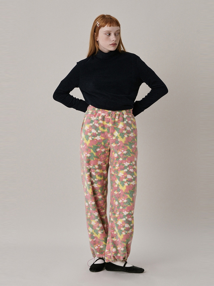 Flower Fleece Jogger Pants_Pink