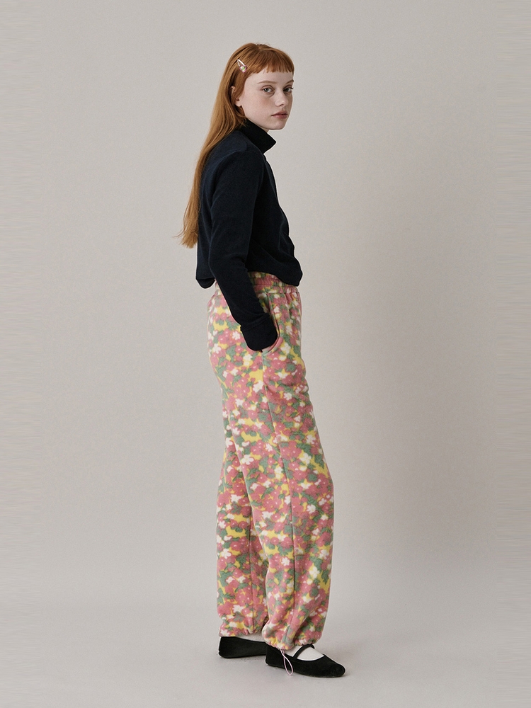 Flower Fleece Jogger Pants_Pink