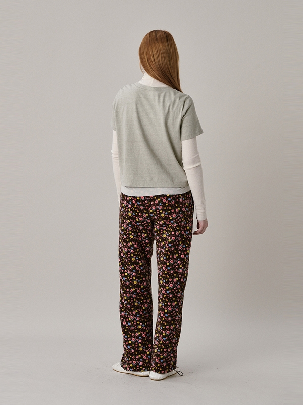 Flower Fleece Jogger Pants_Brown