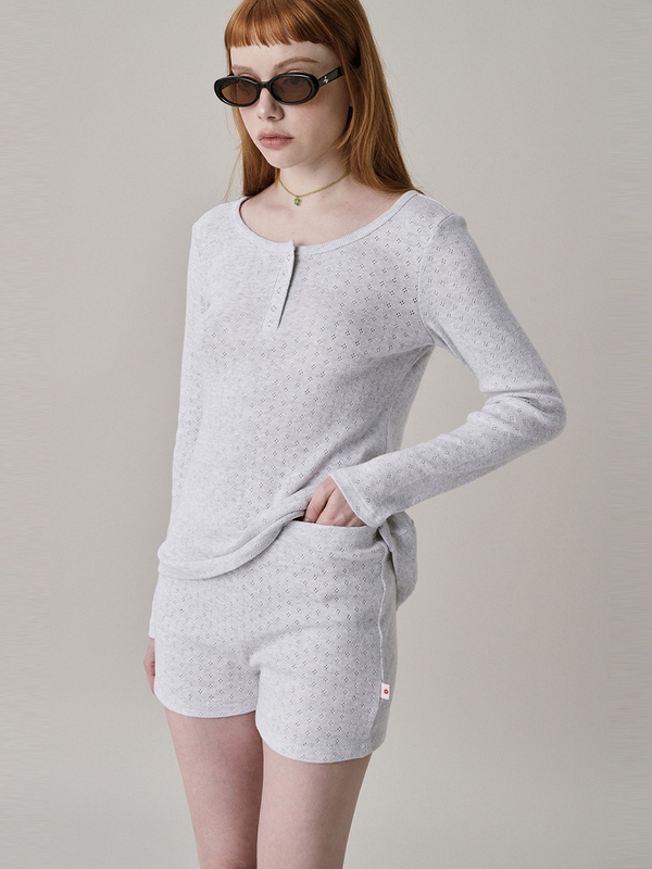 Patterned Knit Shorts_Grey