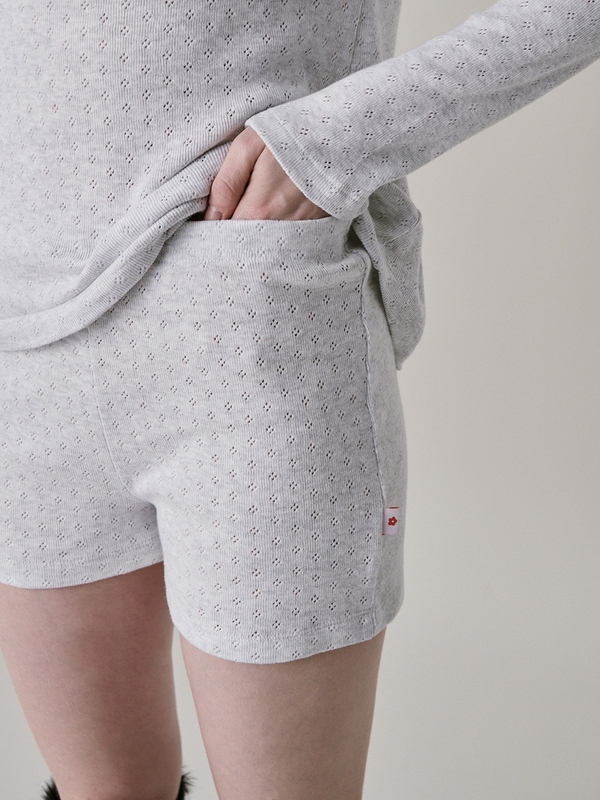 Patterned Knit Shorts_Grey