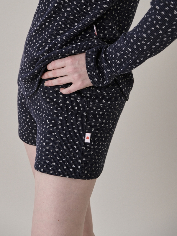 Patterned Knit Shorts_Navy