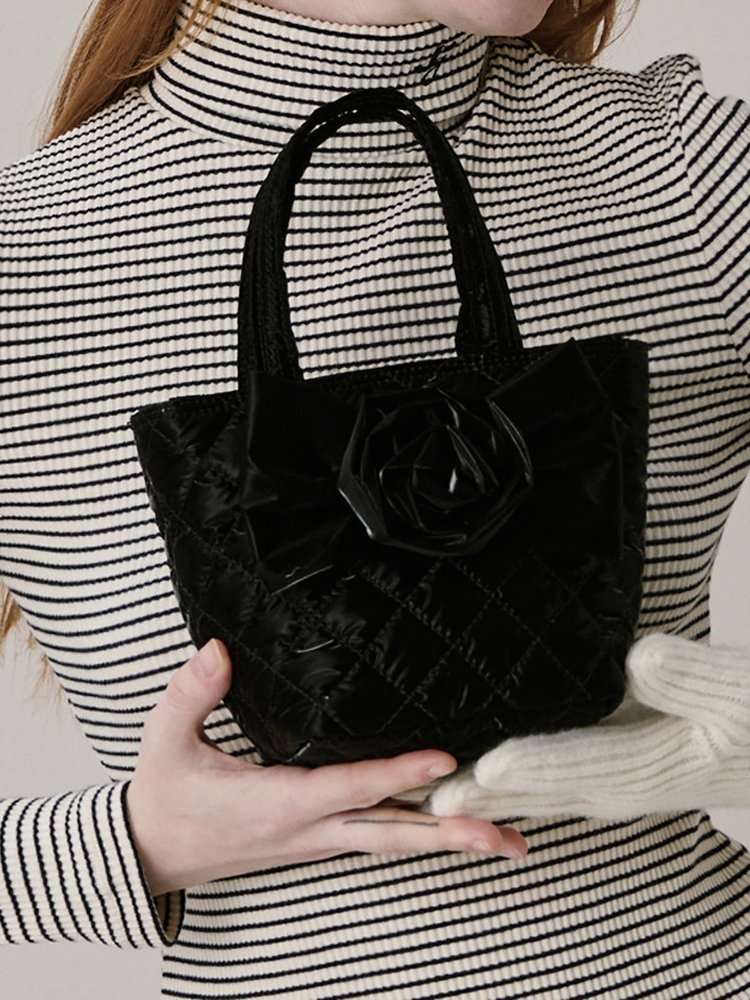 Quilted Ribbon Mini bag_Black