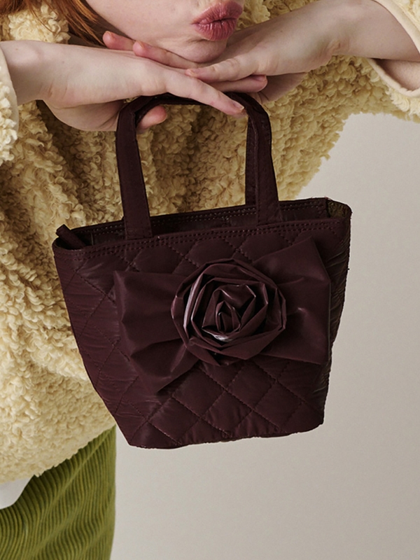 Quilted Ribbon Mini bag_Burgundy