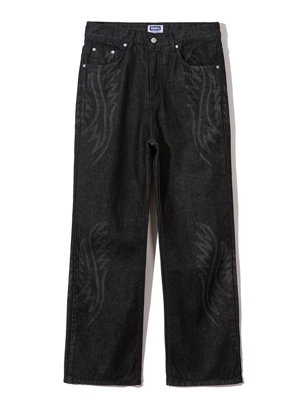 laser cowboy flare denim pants black