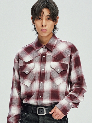 flannel plaid western shirt burgundy