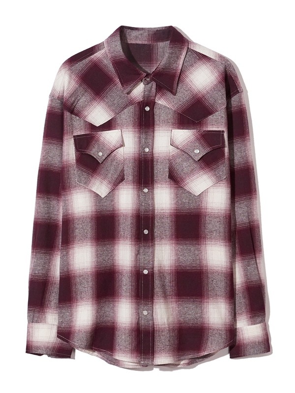 flannel plaid western shirt burgundy