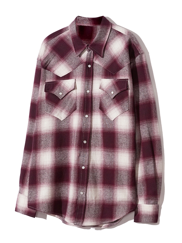 flannel plaid western shirt burgundy