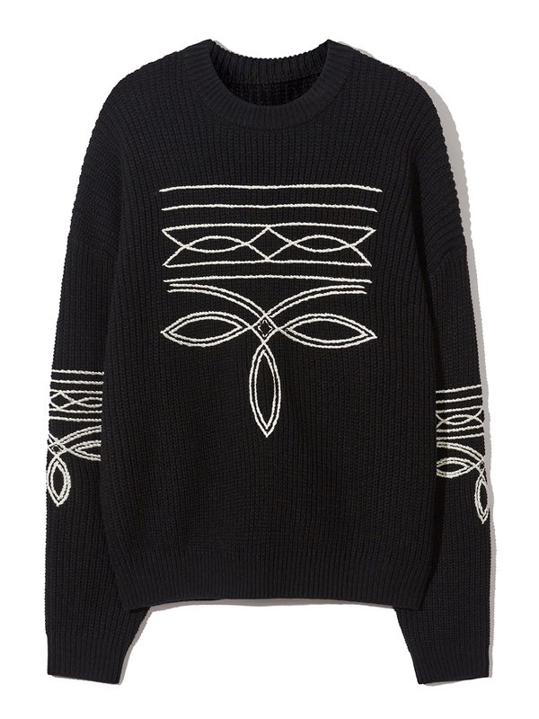 western stitch sweater black