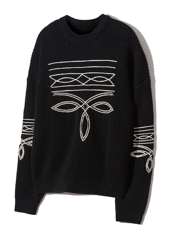 western stitch sweater black