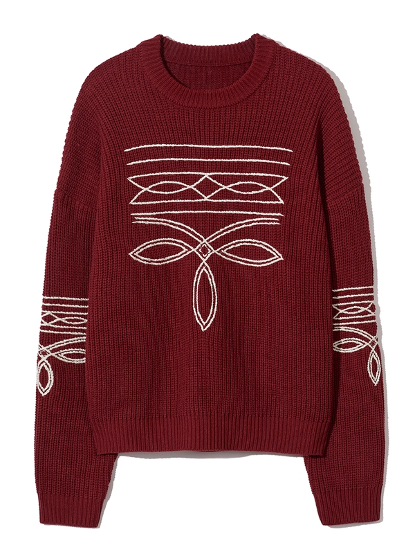 western stitch sweater burgundy