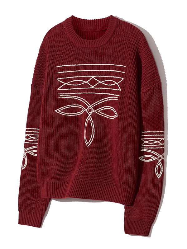 western stitch sweater burgundy