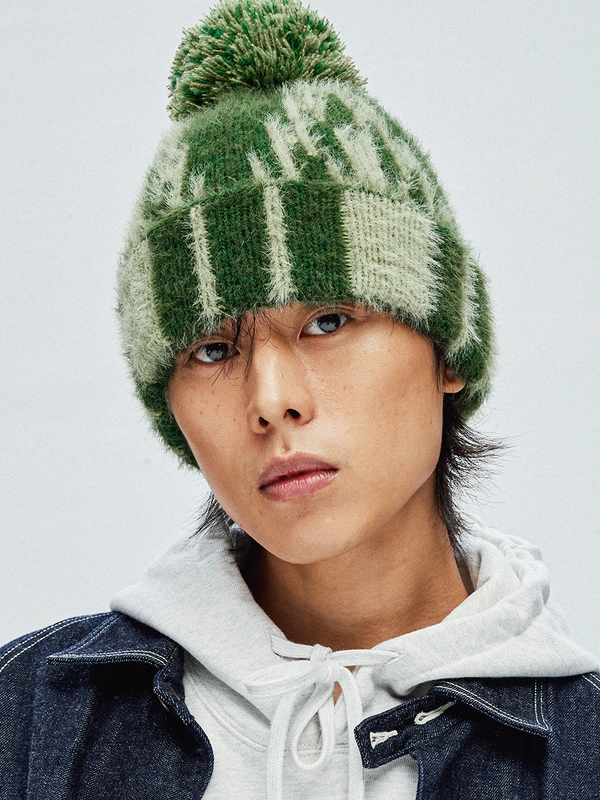 navajo pattern beanie green