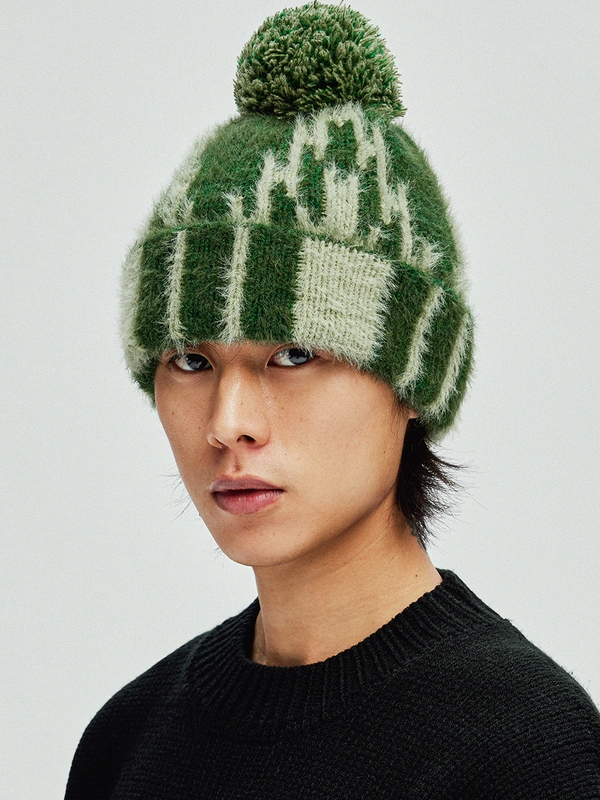 navajo pattern beanie green