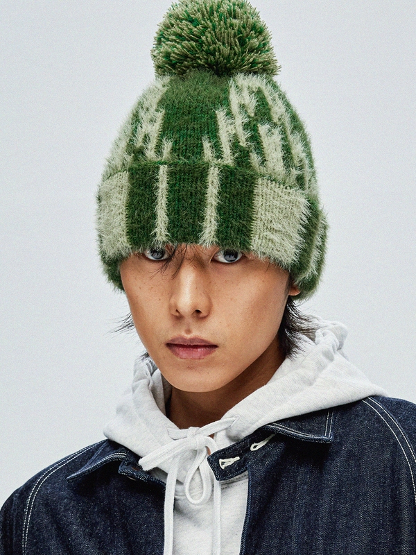 navajo pattern beanie green