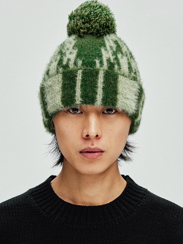 navajo pattern beanie green