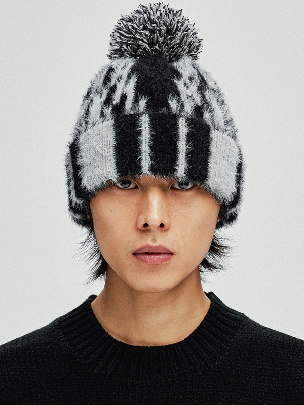 navajo pattern beanie black