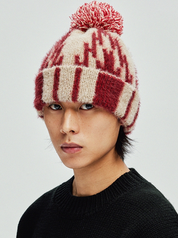 navajo pattern beanie red