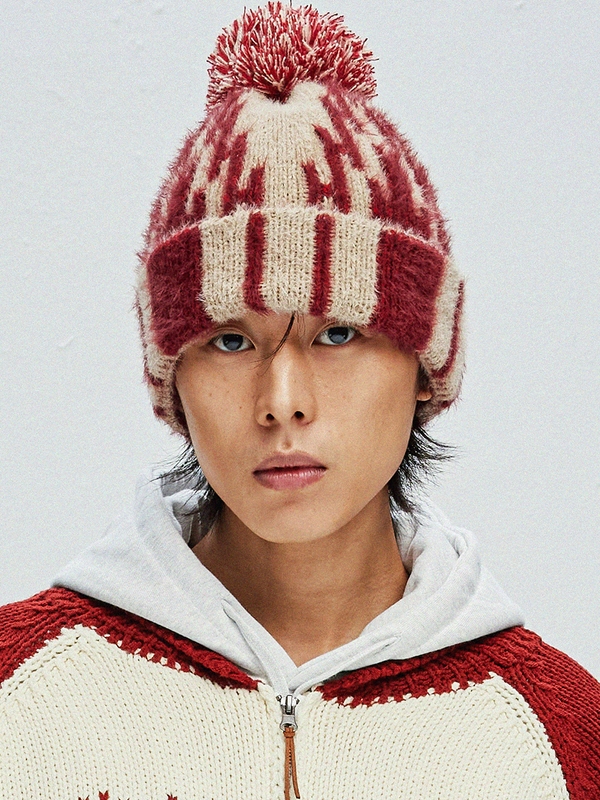 navajo pattern beanie red