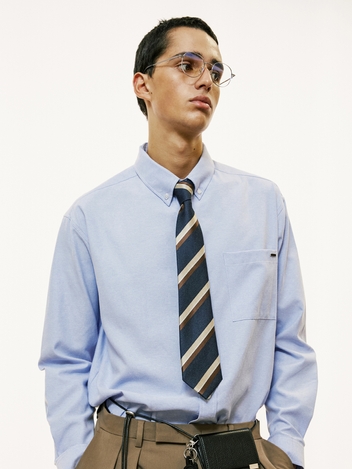 chest pocket tip oxford shirt blue