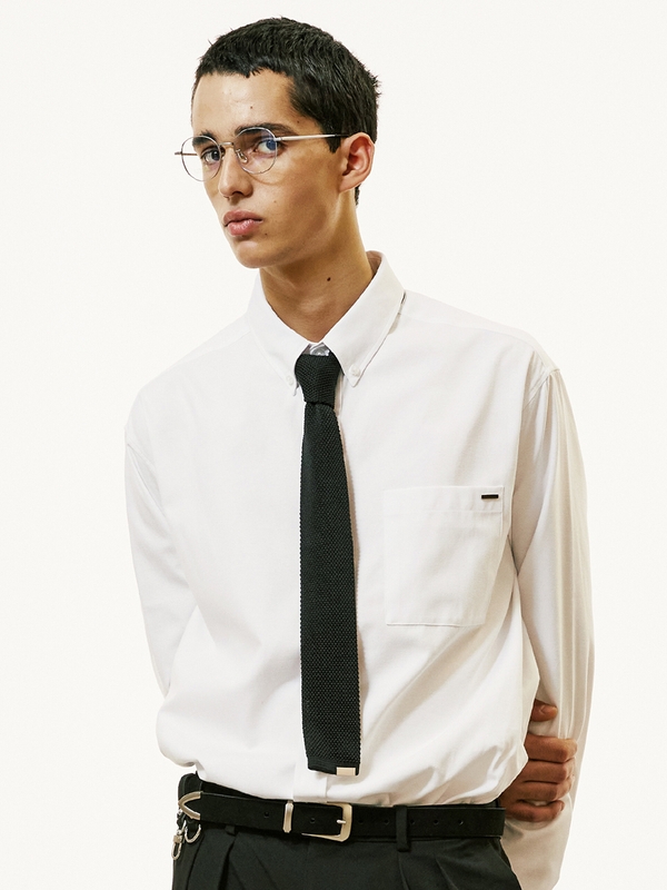 chest pocket tip oxford shirt white