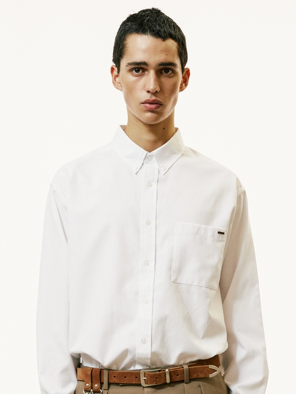 chest pocket tip oxford shirt white