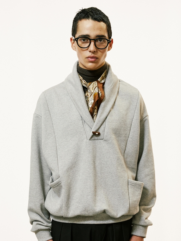 panel pocket shawl collar mtm  grey