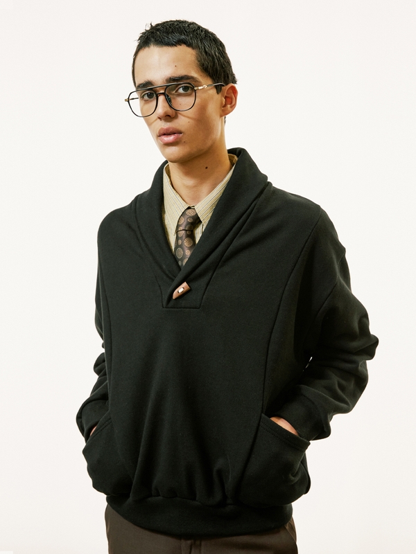 panel pocket shawl collar mtm black