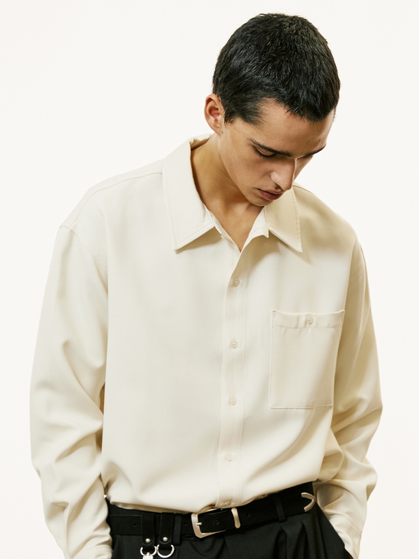 2way open collar drapery shirt ivory