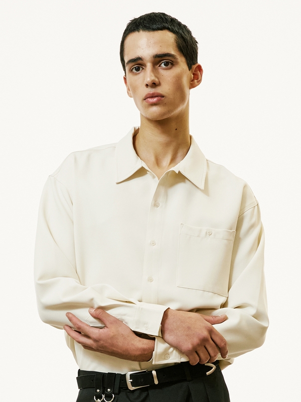 2way open collar drapery shirt ivory