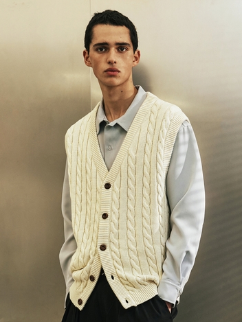 sunday cable knit vest cardigan cream