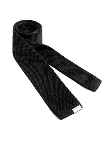 signature square tip knit tie black